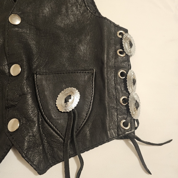 Astars Black Kids Leather Vest - Picture 8 of 16